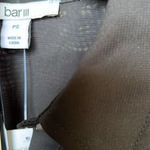 NWT Bar iii Long Sleeve Collared Button Front Blouse SP Black Sheer Relaxed Fit - Picture 13 of 14